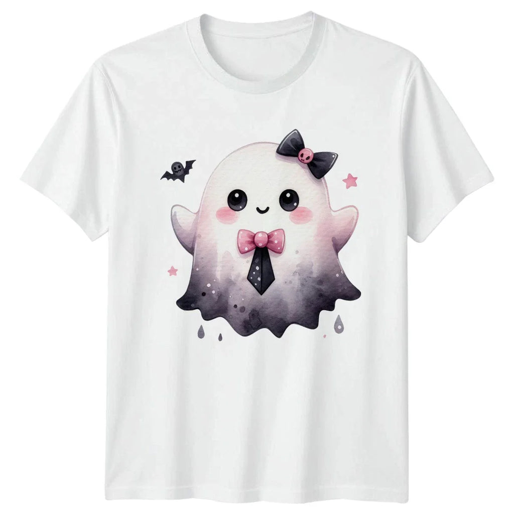 Pink Coquette Ghost Bow Womens T-Shirt Pastel Goth Halloween Gift For Her Unisex T-shirt, Sweatshirt, Hoodie, Long Sleeve Tee - T-Shirt, Sweatshirt, Hoodie