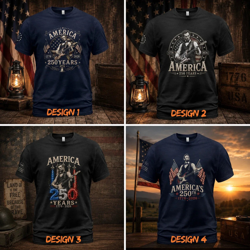 America 250 Years 1776-2026 Patriotic Guitarist T-Shirt Collection Size S-5XL Unisex T-shirt, Sweatshirt, Hoodie, Long Sleeve Tee - T-Shirt, Sweatshirt, Hoodie