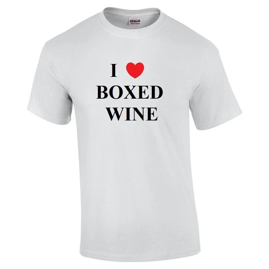 I Heart love Boxed Wine T-Shirt Funny Adult Cotton Shirt S  -  5XL Unisex T-shirt, Sweatshirt, Hoodie, Long Sleeve Tee - T-Shirt, Sweatshirt, Hoodie