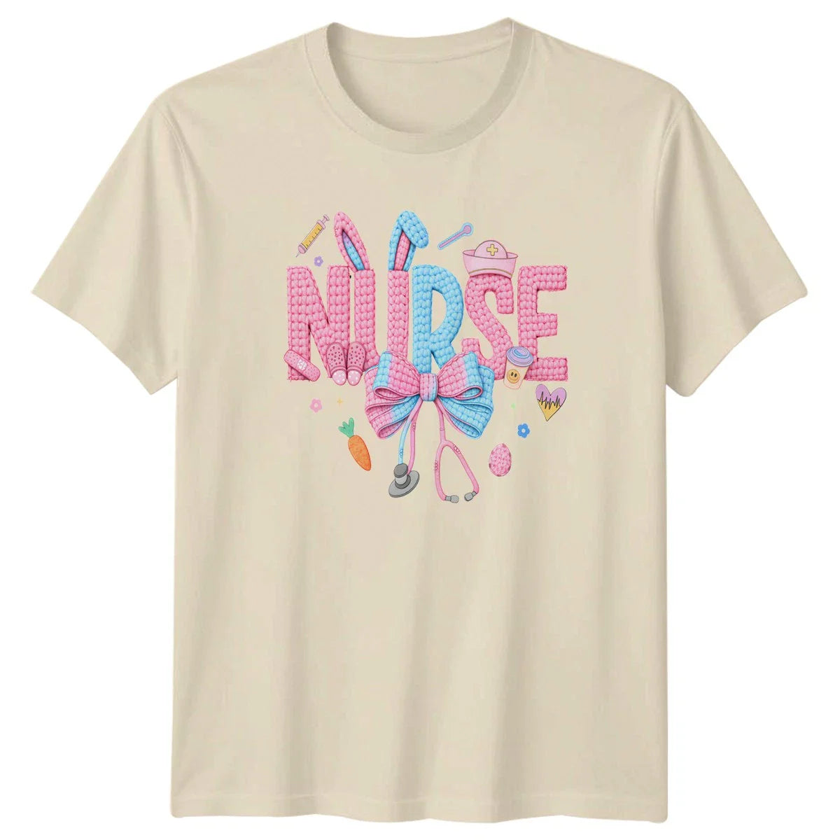 Cute Bunny Easter Nurse Stethoscope Womens T-Shirt Easter Crochet Nurse Unisex T-shirt, Sweatshirt, Hoodie, Long Sleeve Tee - T-Shirt, Sweatshirt, Hoodie