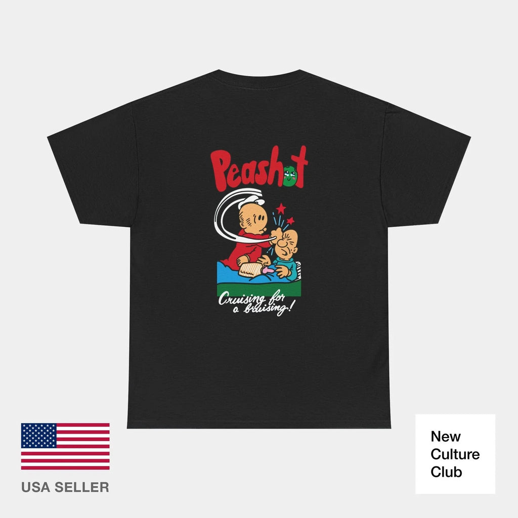 Cruising... Peashot Skateboards "Cruising for a Bruising!" Skate T-Shirt Unisex T-shirt, Sweatshirt, Hoodie, Long Sleeve Tee - T-Shirt, Sweatshirt, Hoodie