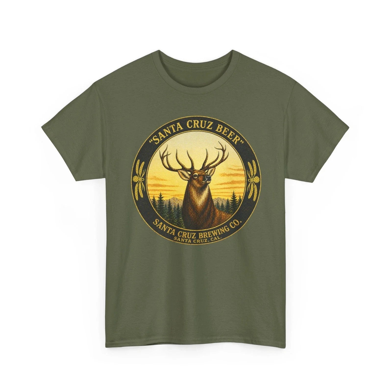Santa Cruz Brewing Co. California Pre-Pro Beer Elk Buck Retro Breweriana T-Shirt Unisex T-shirt, Sweatshirt, Hoodie, Long Sleeve Tee - T-Shirt, Sweatshirt, Hoodie