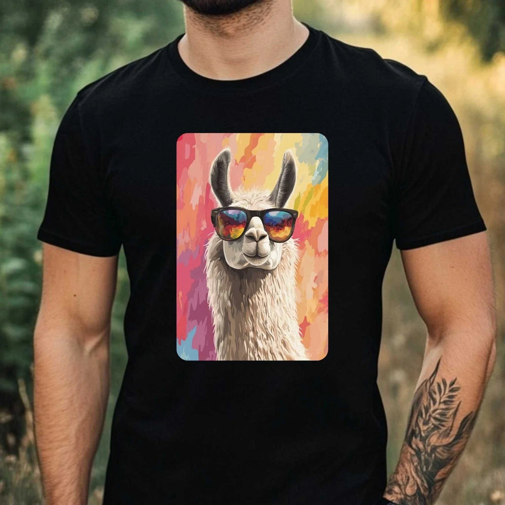 Mens Llama Sunglasses Print Cotton T-Shirt Size XS to 5XL Unisex T-shirt, Sweatshirt, Hoodie, Long Sleeve Tee - T-Shirt, Sweatshirt, Hoodie
