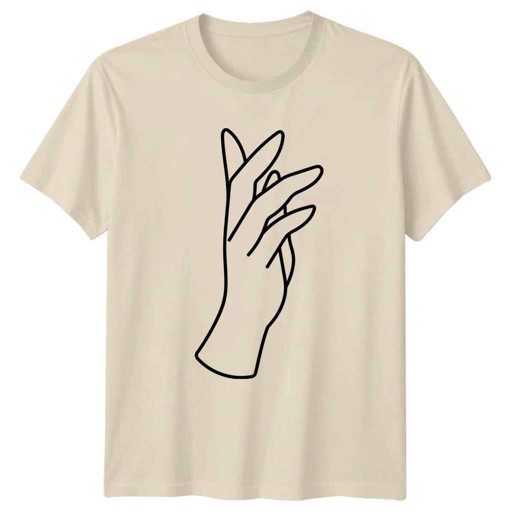 Minimalist Hand Art Gesture Outline T-Shirt Line Art Art Birthday Gift Unisex T-shirt, Sweatshirt, Hoodie, Long Sleeve Tee - T-Shirt, Sweatshirt, Hoodie