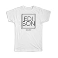 Gift T-Shirt : EDISON New Jersey Square Modern Minimalist Font Unisex T-shirt, Sweatshirt, Hoodie, Long Sleeve Tee - T-Shirt, Sweatshirt, Hoodie