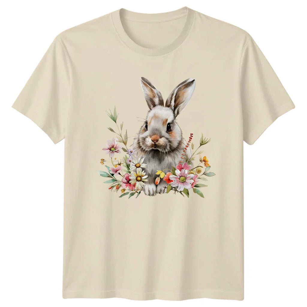 Watercolor Floral Bunny Rabbit Cute Womens T-Shirt Spring Rabbit Easter Unisex T-shirt, Sweatshirt, Hoodie, Long Sleeve Tee - T-Shirt, Sweatshirt, Hoodie