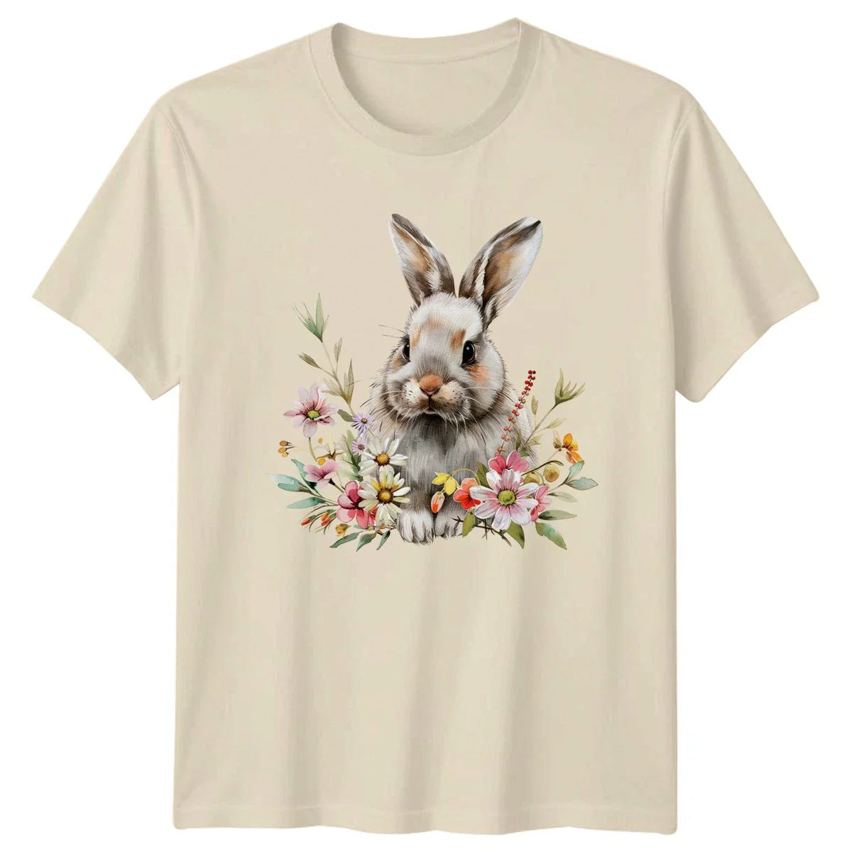 Watercolor Floral Bunny Rabbit Cute Womens T-Shirt Spring Rabbit Easter Unisex T-shirt, Sweatshirt, Hoodie, Long Sleeve Tee - T-Shirt, Sweatshirt, Hoodie