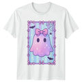 Cute Pastel Ghost With Pink Womens T-Shirt Halloween Halloween Gift For Her Unisex T-shirt, Sweatshirt, Hoodie, Long Sleeve Tee - T-Shirt, Sweatshirt, Hoodie