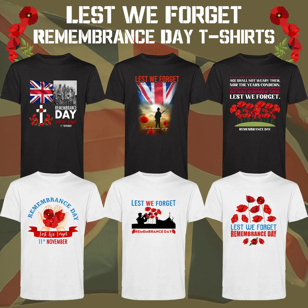 Remembrance Day Lest We Forget T-Shirt D Day Poppy Royal Armed Forces UK Tee Top Unisex T-shirt, Sweatshirt, Hoodie, Long Sleeve Tee - T-Shirt, Sweatshirt, Hoodie