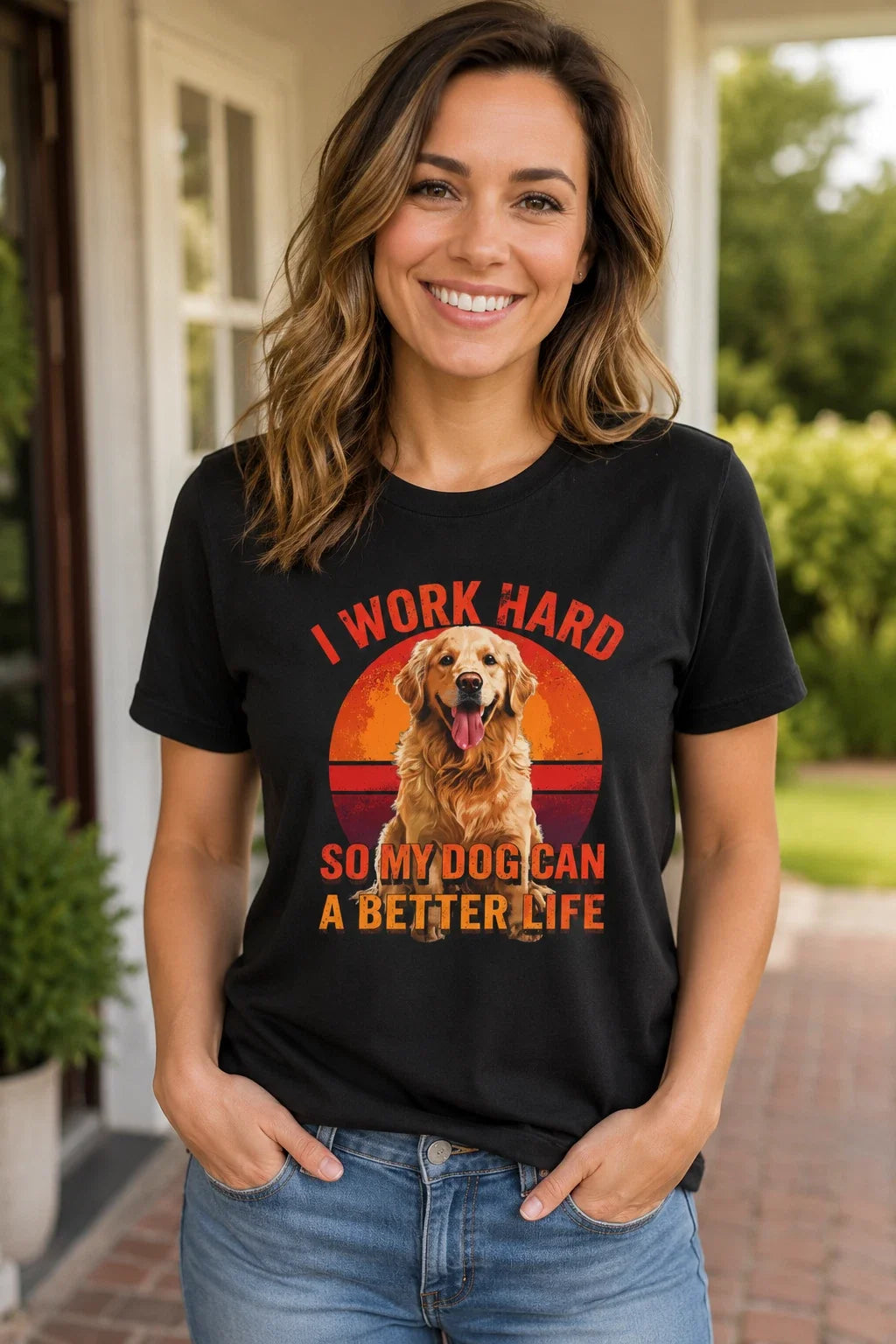 Golden Retriever T-Shirt /Fun Dog /I Work Hard So My Dog Can Have A Better Life Unisex T-shirt, Sweatshirt, Hoodie, Long Sleeve Tee - T-Shirt, Sweatshirt, Hoodie