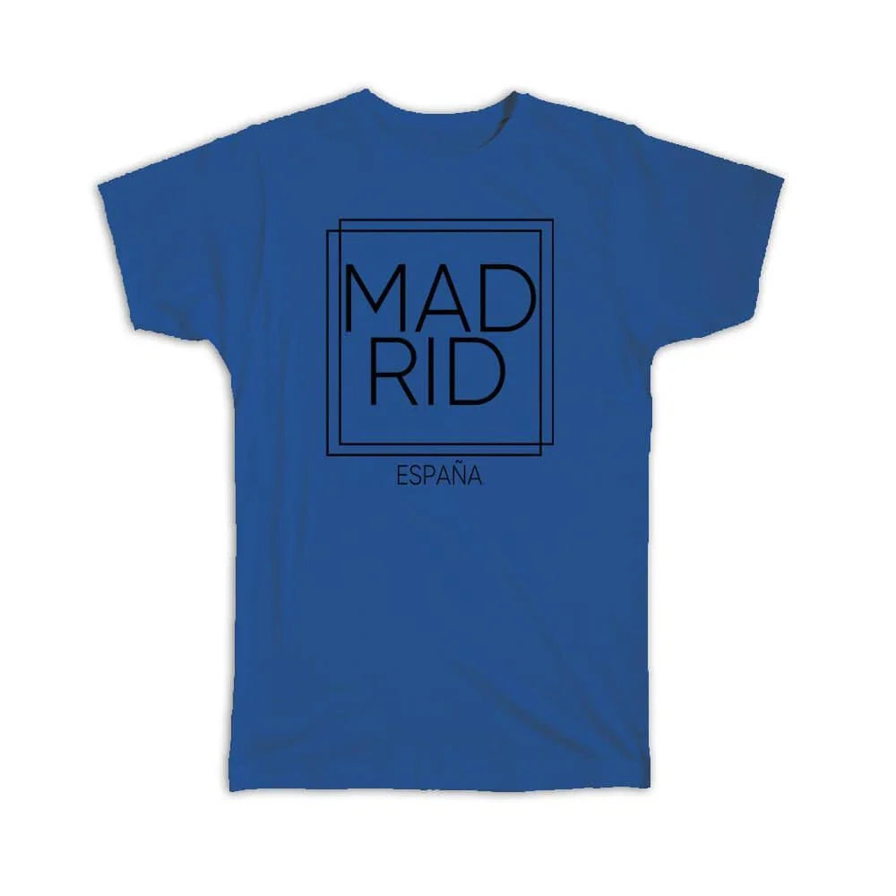 Gift T-Shirt : MADRID Spain Square Modern Minimalist Font Unisex T-shirt, Sweatshirt, Hoodie, Long Sleeve Tee - T-Shirt, Sweatshirt, Hoodie