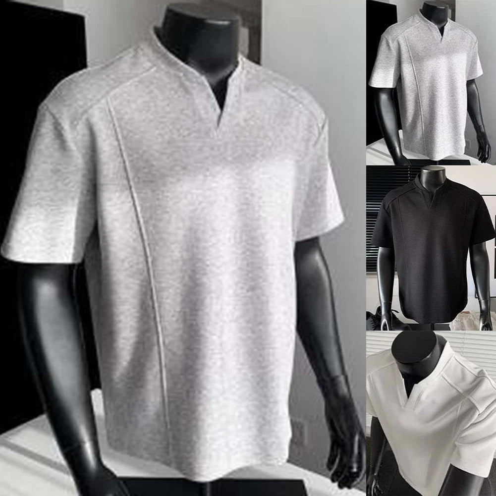 For Casual Outings Men V-neck T-shirt Summer Short Sleeve Minimalist Design Unisex T-shirt, Sweatshirt, Hoodie, Long Sleeve Tee - T-Shirt, Sweatshirt, Hoodie