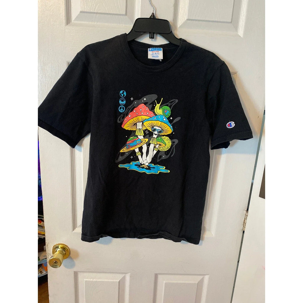 Champion Mens Graphic Tee Black Psychedelic Mushroom Snail Space T-Shirt Medium Unisex T-shirt, Sweatshirt, Hoodie, Long Sleeve Tee - T-Shirt, Sweatshirt, Hoodie