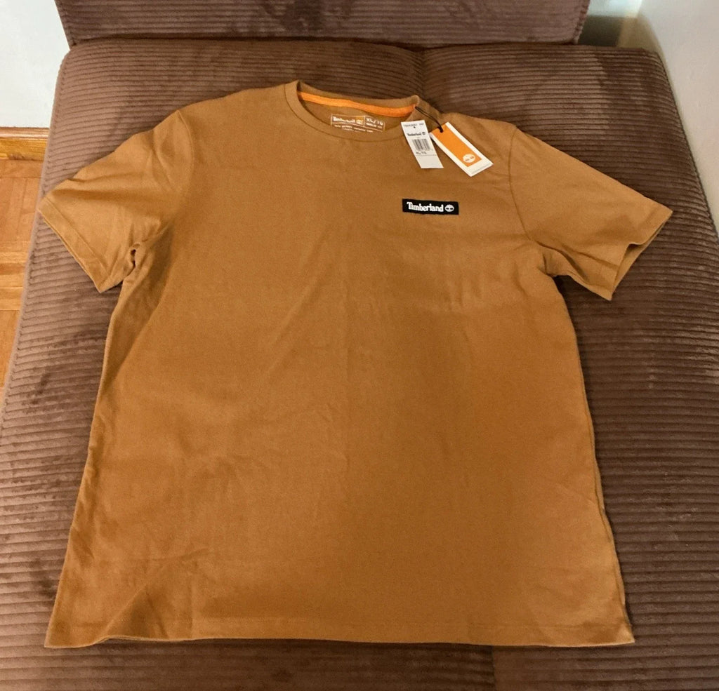 Timberland Mens XL Woven Badge Crewneck T-Shirt Wheat Unisex T-shirt, Sweatshirt, Hoodie, Long Sleeve Tee - T-Shirt, Sweatshirt, Hoodie
