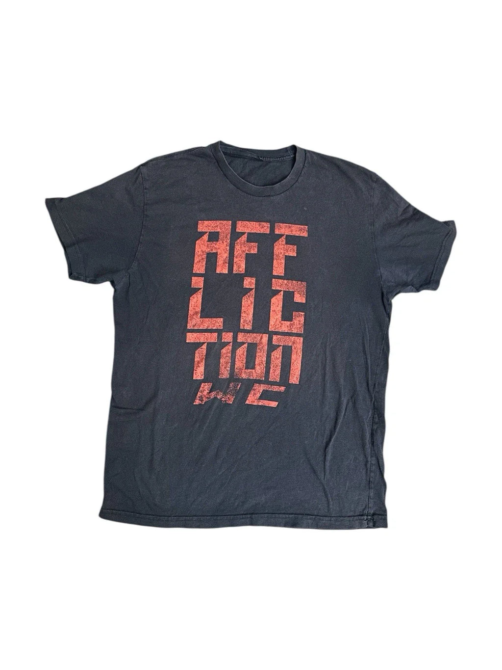 Rare Affliction T Shirt Red Spell Out Short Sleeve Grunge Y2K Cut Tag Read Pits Unisex T-shirt, Sweatshirt, Hoodie, Long Sleeve Tee - T-Shirt, Sweatshirt, Hoodie