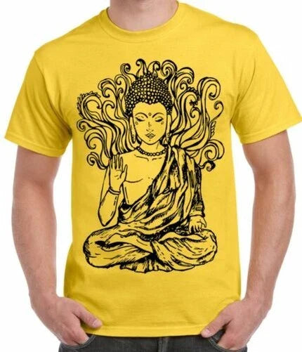 Buddha Design Large Print Men's T-Shirt - Buddhist Buddhism Meditation Unisex T-shirt, Sweatshirt, Hoodie, Long Sleeve Tee - T-Shirt, Sweatshirt, Hoodie