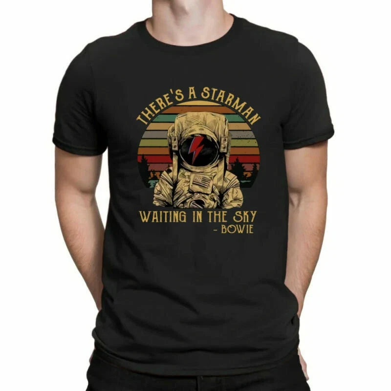 In Starman The Shirt Sky There's Tee A Bowie Men Vintage Cotton GraphicT Waiting Unisex T-shirt, Sweatshirt, Hoodie, Long Sleeve Tee - T-Shirt, Sweatshirt, Hoodie