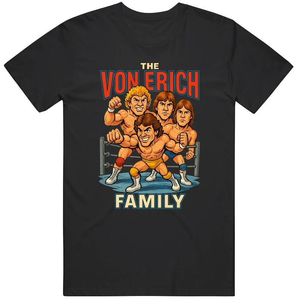 The Von Erich Family Vintage Retro Caricature Tee T Shirt Unisex T-shirt, Sweatshirt, Hoodie, Long Sleeve Tee - T-Shirt, Sweatshirt, Hoodie