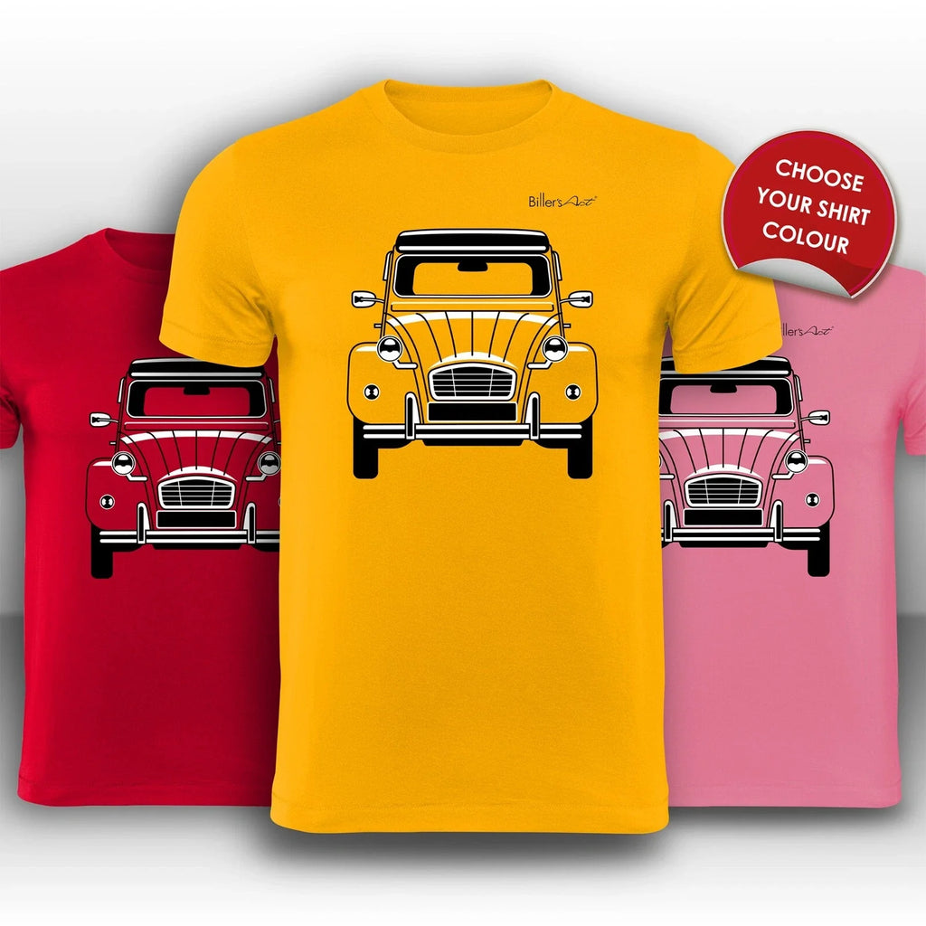 Citroen 2CV Front View Super Cool hand printed T-Shirt Unisex T-shirt, Sweatshirt, Hoodie, Long Sleeve Tee - T-Shirt, Sweatshirt, Hoodie
