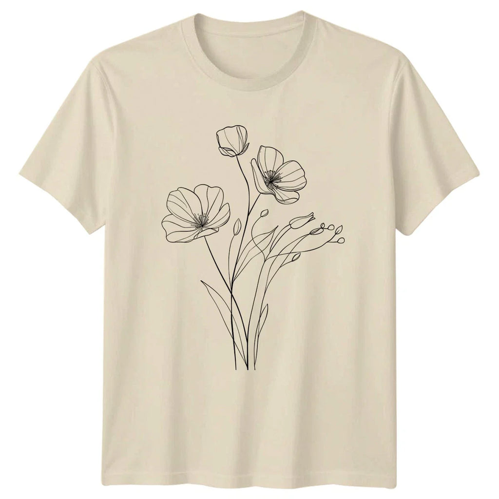 Delicate Botanical Flower Line Art Womens T-Shirt Minimalist Aesthetic Mothers Unisex T-shirt, Sweatshirt, Hoodie, Long Sleeve Tee - T-Shirt, Sweatshirt, Hoodie