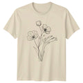 Delicate Botanical Flower Line Art Womens T-Shirt Minimalist Aesthetic Mothers Unisex T-shirt, Sweatshirt, Hoodie, Long Sleeve Tee - T-Shirt, Sweatshirt, Hoodie