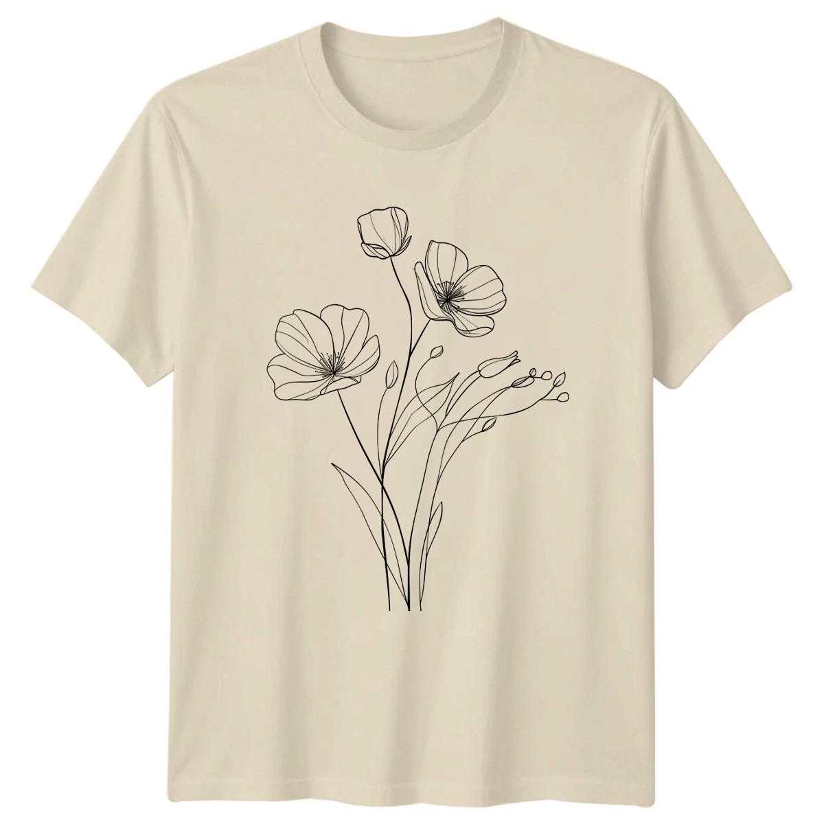 Delicate Botanical Flower Line Art Womens T-Shirt Minimalist Aesthetic Mothers Unisex T-shirt, Sweatshirt, Hoodie, Long Sleeve Tee - T-Shirt, Sweatshirt, Hoodie