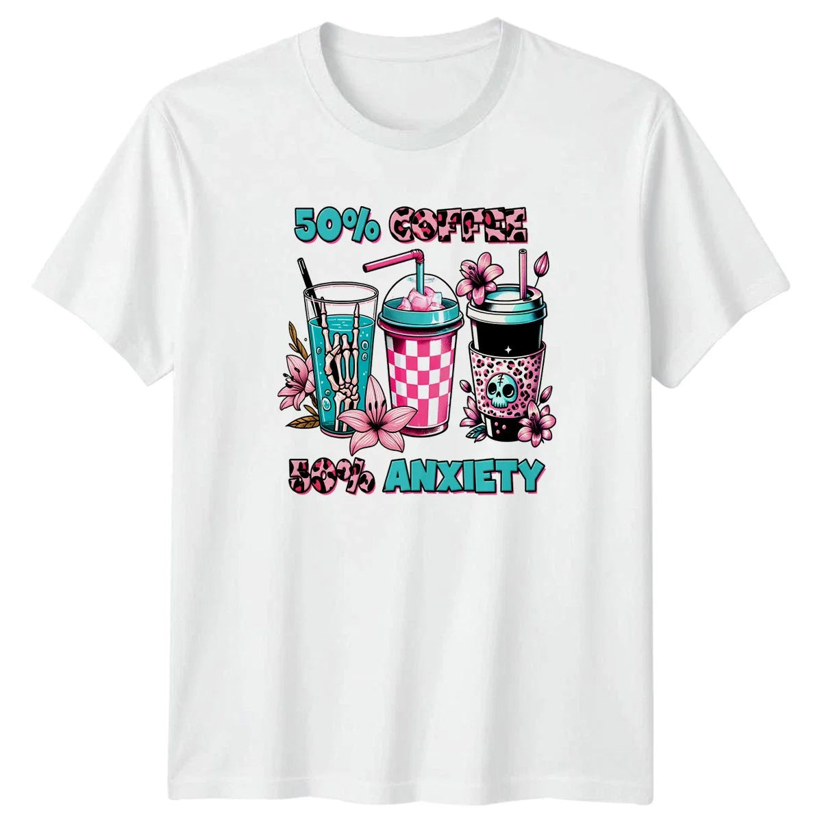 50% Coffee 50% Anxiety T-Shirt Pastel Goth Aesthetic Coffee Anxiety Birthday Unisex T-shirt, Sweatshirt, Hoodie, Long Sleeve Tee - T-Shirt, Sweatshirt, Hoodie