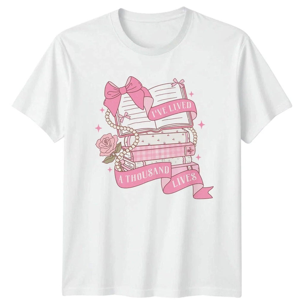 Ive Lived A Thousand Lives Womens T-Shirt Book Lover Reading Unisex T-shirt, Sweatshirt, Hoodie, Long Sleeve Tee - T-Shirt, Sweatshirt, Hoodie