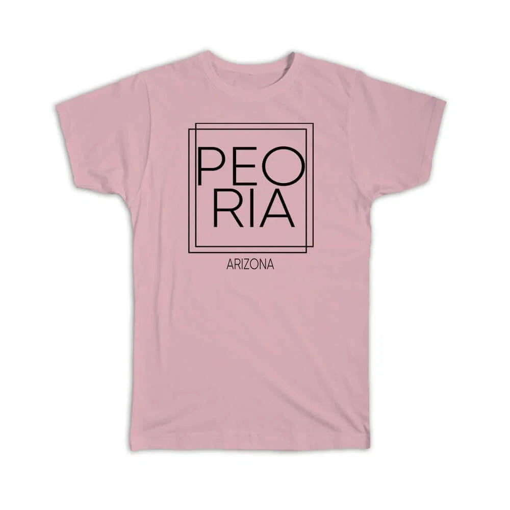 Gift T-Shirt : PEORIA Arizona Square Modern Minimalist Font Unisex T-shirt, Sweatshirt, Hoodie, Long Sleeve Tee - T-Shirt, Sweatshirt, Hoodie