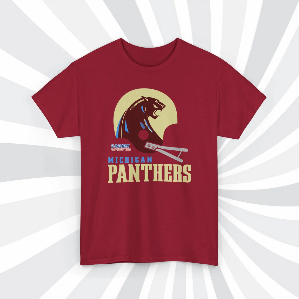 Michigan Panthers 1983 USFL Vintage Football Cardinal T-Shirt Unisex T-shirt, Sweatshirt, Hoodie, Long Sleeve Tee - T-Shirt, Sweatshirt, Hoodie