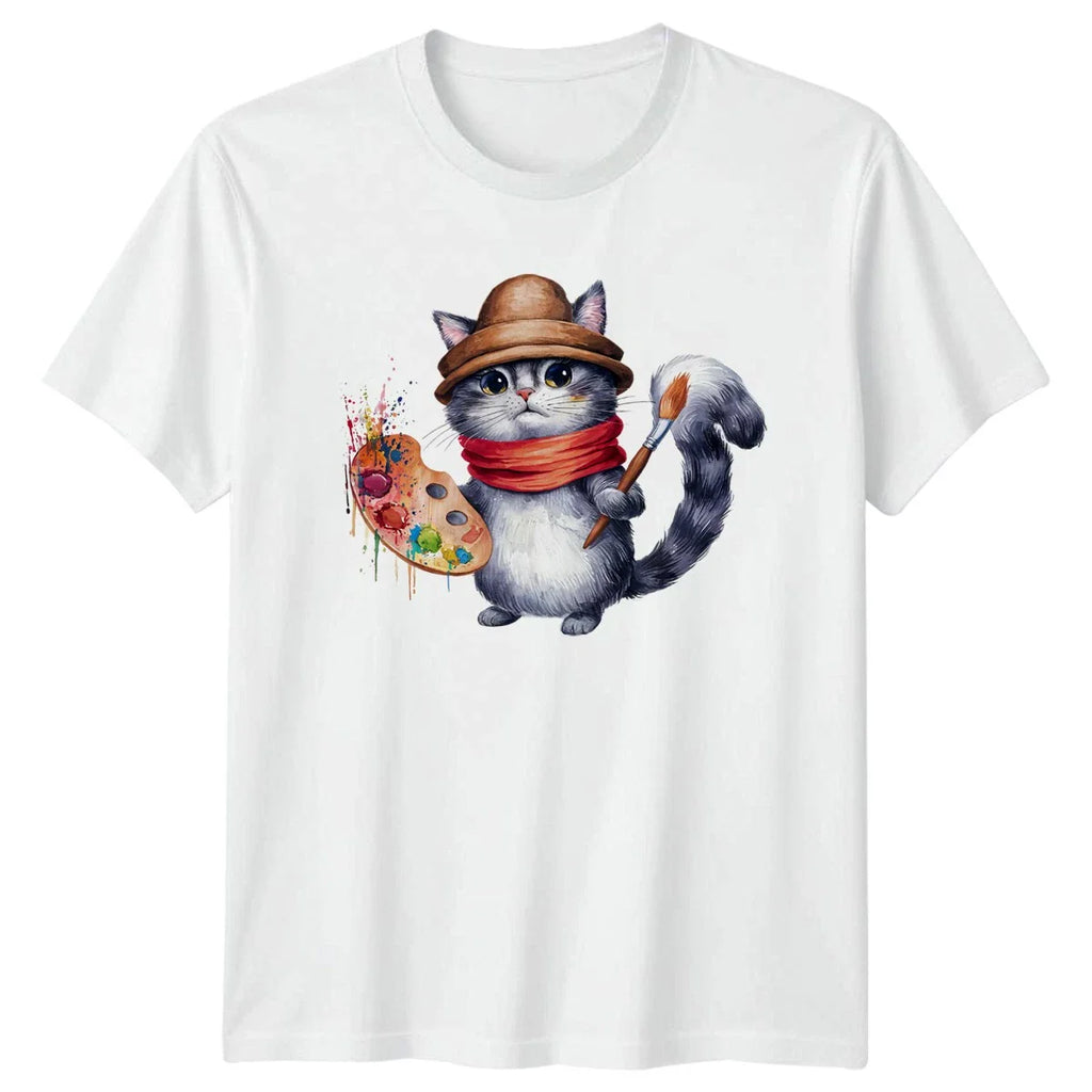 Artist Cat T-Shirt Cat Lover Painting Art Gift For Him And Her Unisex T-shirt, Sweatshirt, Hoodie, Long Sleeve Tee - T-Shirt, Sweatshirt, Hoodie