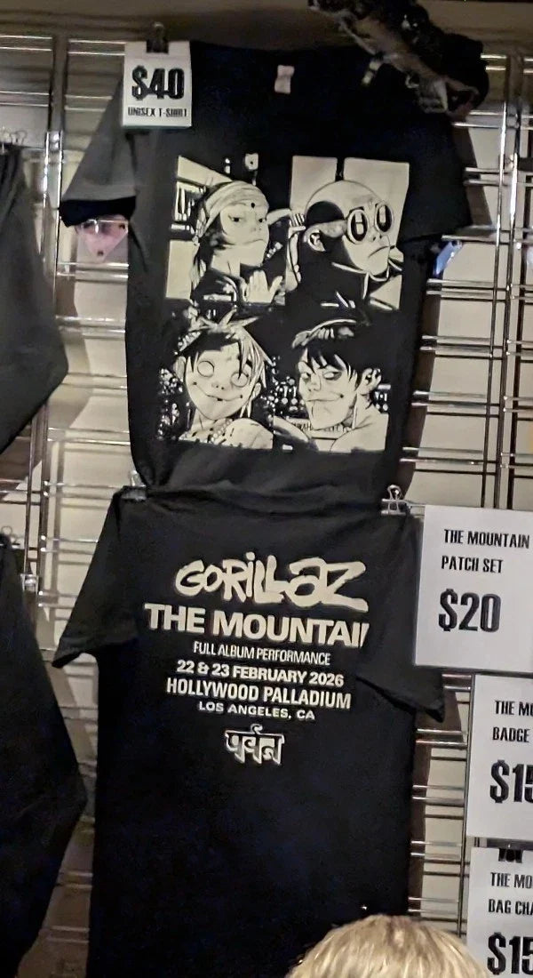 Gorillaz The Mountain Tour 2026 Europe UK Back T-Shirt Unisex T-shirt, Sweatshirt, Hoodie, Long Sleeve Tee - T-Shirt, Sweatshirt, Hoodie