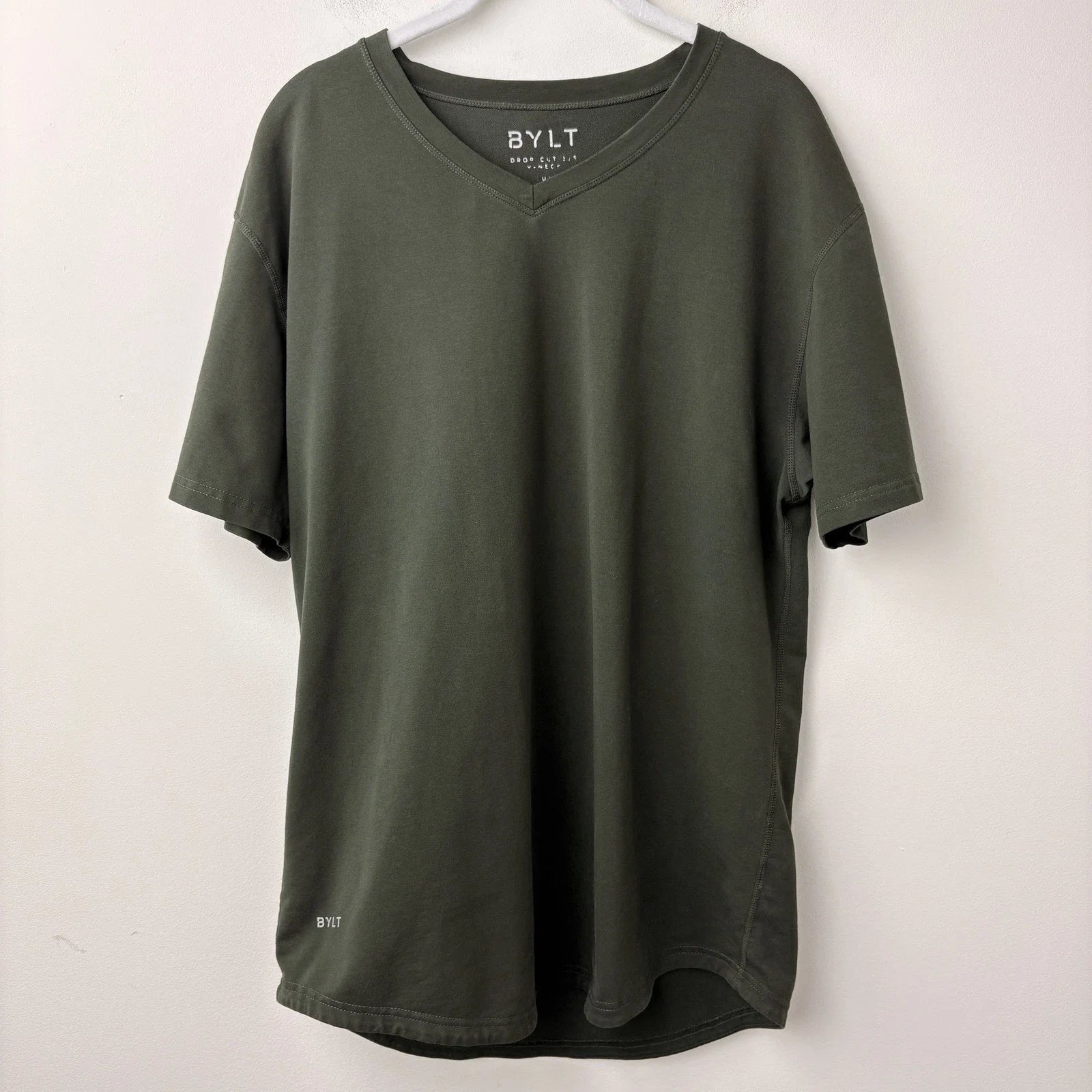 BYLT T Shirt Drop Cut V Neck Mens Large Green Stretch Athletic Minimalist Casual Unisex T-shirt, Sweatshirt, Hoodie, Long Sleeve Tee - T-Shirt, Sweatshirt, Hoodie