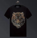 New Men Luxury Tiger Rhinestones Fashion Black White T-Shirt High Quality Unisex T-shirt, Sweatshirt, Hoodie, Long Sleeve Tee - T-Shirt, Sweatshirt, Hoodie