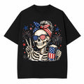 Skull Mom USA Flag Peace Sign Funny 4th of July Patriotic Graphic T-Shirt Unisex T-shirt, Sweatshirt, Hoodie, Long Sleeve Tee - T-Shirt, Sweatshirt, Hoodie