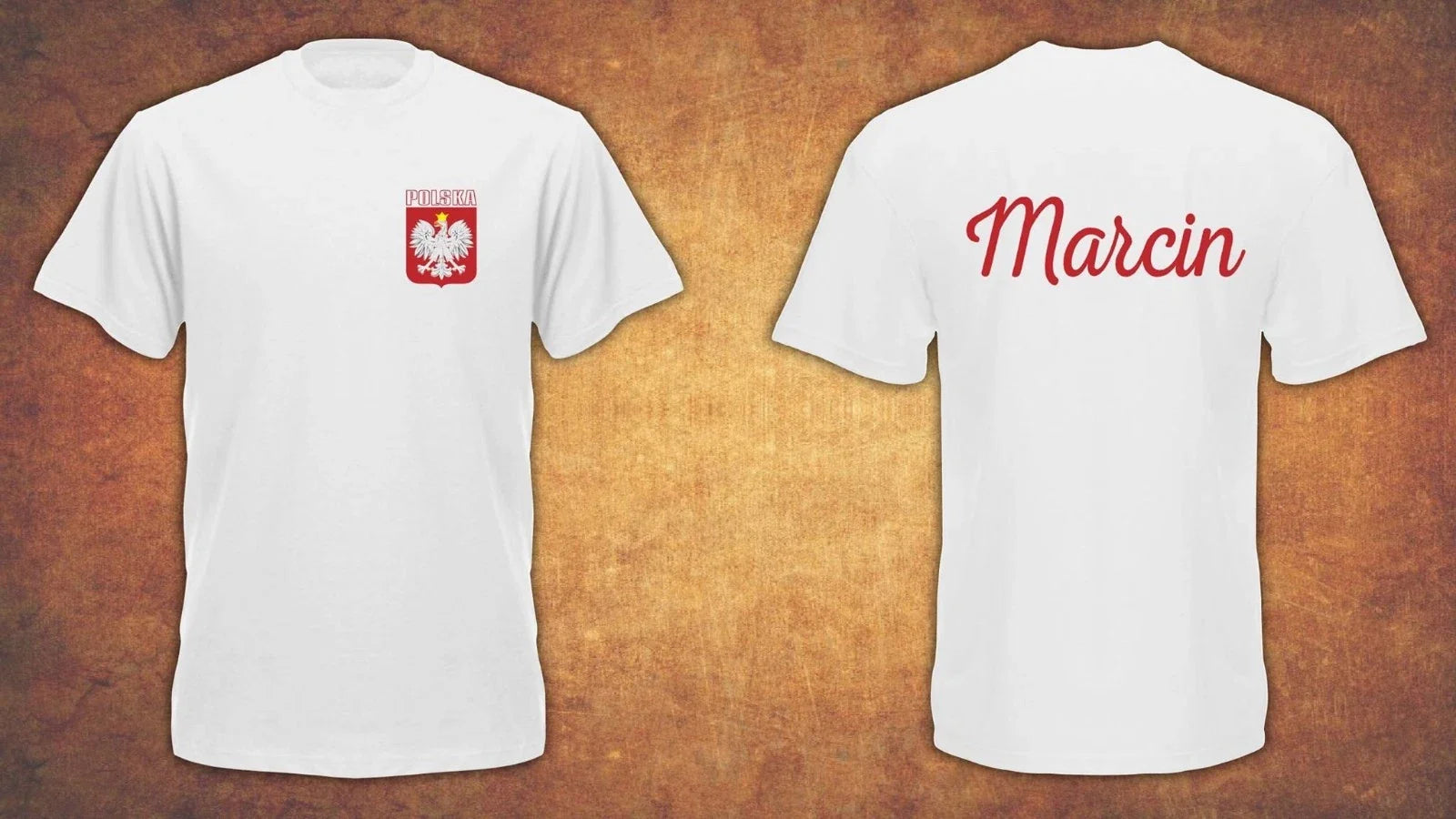 Personalised Polska  Poland Kibic Name on the Back Mens T-shirt White Unisex T-shirt, Sweatshirt, Hoodie, Long Sleeve Tee - T-Shirt, Sweatshirt, Hoodie