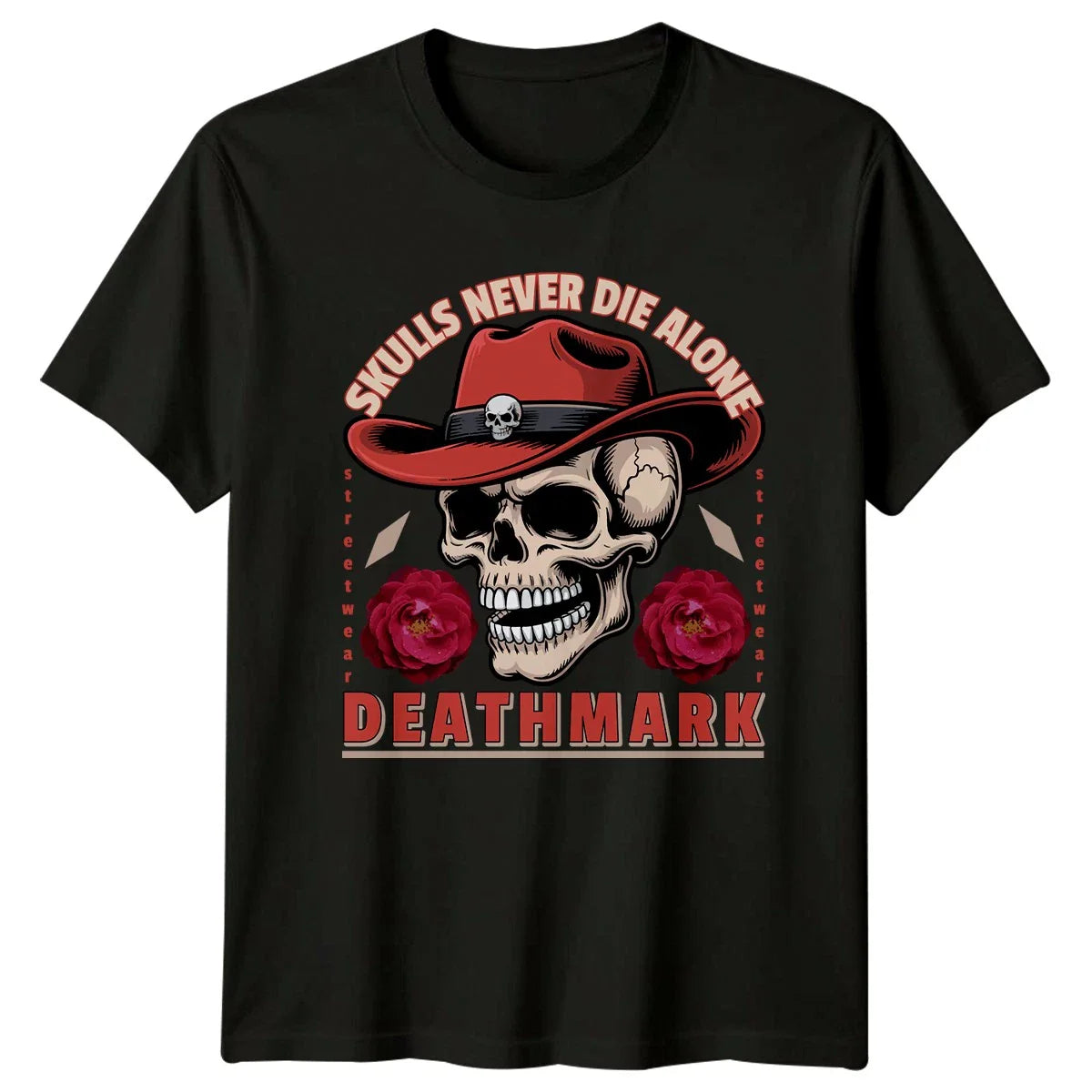 Skulls Never Die Alone T-Shirt Gothic Streetwear Birthday Gift For Him And Her Unisex T-shirt, Sweatshirt, Hoodie, Long Sleeve Tee - T-Shirt, Sweatshirt, Hoodie