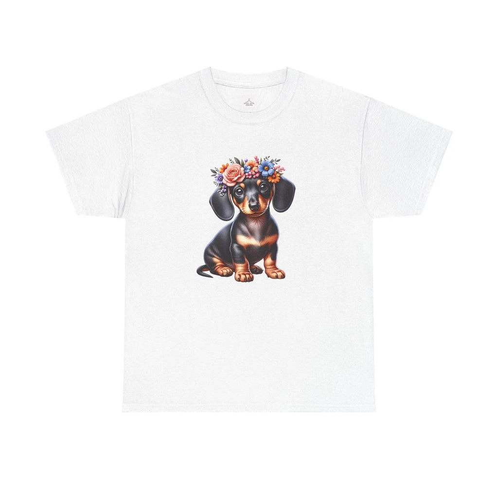Floral Dachshund Tee, Cute Dog Shirt, Animal Lover Gift, Pet Illustration Tee, Unisex T-shirt, Sweatshirt, Hoodie, Long Sleeve Tee - T-Shirt, Sweatshirt, Hoodie