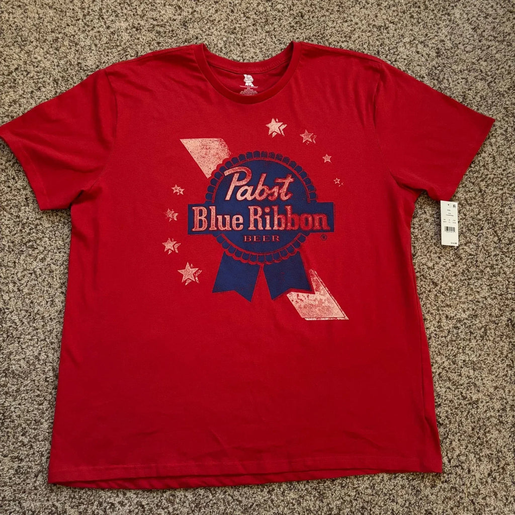 NWT Pabst Blue Ribbon Americana Red Graphic T-Shirt XL Unisex T-shirt, Sweatshirt, Hoodie, Long Sleeve Tee - T-Shirt, Sweatshirt, Hoodie