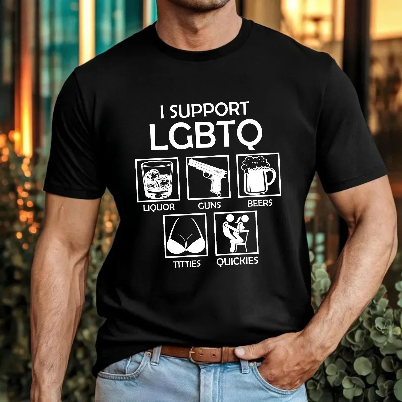I Support LGBTQ Funny T-Shirt Dark Humour Offensive Statement Party Gift Tee Top Unisex T-shirt, Sweatshirt, Hoodie, Long Sleeve Tee - T-Shirt, Sweatshirt, Hoodie