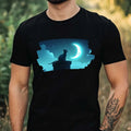 Mens Cat and Moon Print Cotton T-Shirt Size XS to 5XL Unisex T-shirt, Sweatshirt, Hoodie, Long Sleeve Tee - T-Shirt, Sweatshirt, Hoodie
