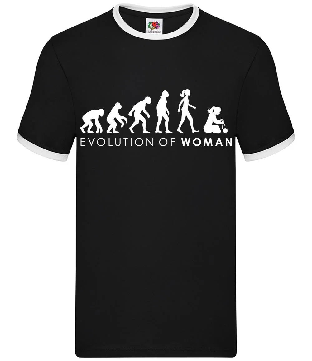 Evolution of Woman Knitting - Mens Ringer - Craft Knitter Creative Hobby Unisex T-shirt, Sweatshirt, Hoodie, Long Sleeve Tee - T-Shirt, Sweatshirt, Hoodie