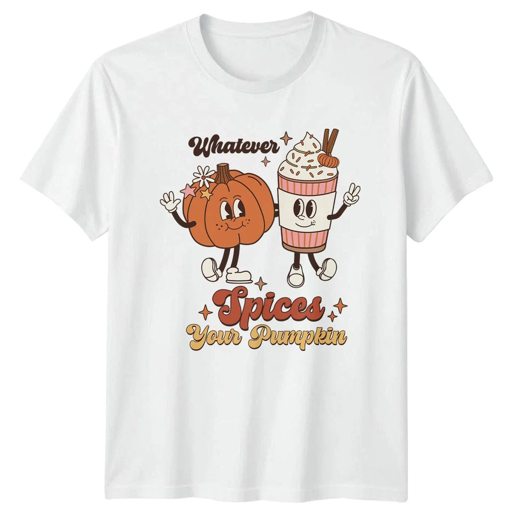 Whatever Spices Your Pumpkin T-Shirt Groovy Retro Fall Aesthetic Unisex T-shirt, Sweatshirt, Hoodie, Long Sleeve Tee - T-Shirt, Sweatshirt, Hoodie