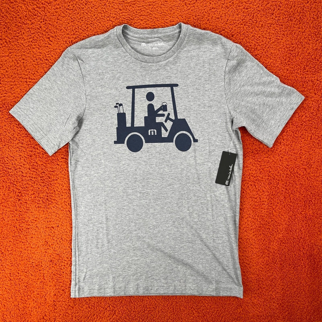TRAVIS MATHEW Mens SMALL Mapes Golf Cart Beer Heather Gray 100% Pima Cotton Unisex T-shirt, Sweatshirt, Hoodie, Long Sleeve Tee - T-Shirt, Sweatshirt, Hoodie