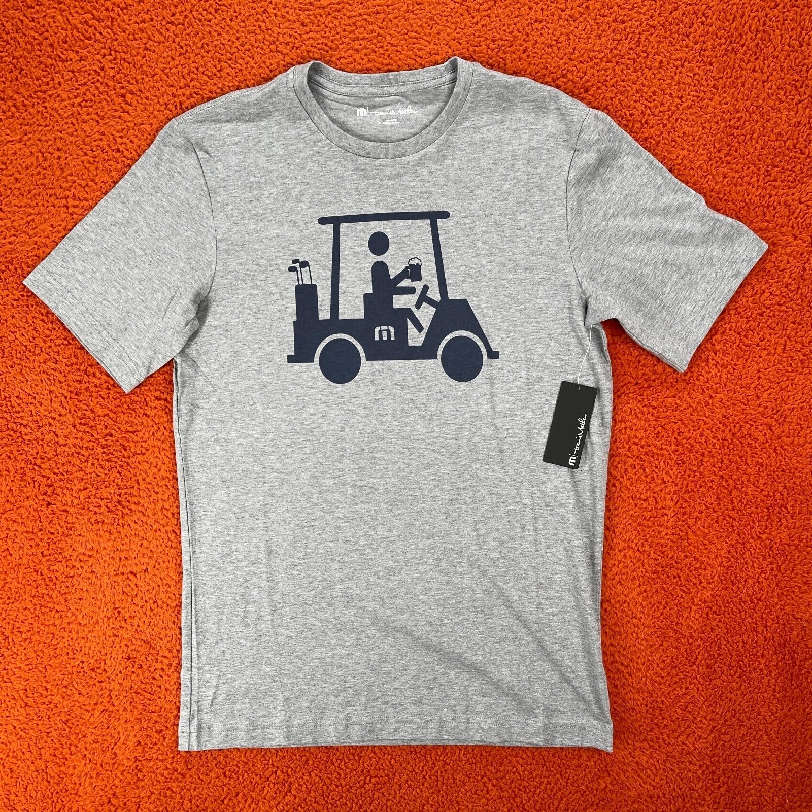 TRAVIS MATHEW Mens SMALL Mapes Golf Cart Beer Heather Gray 100% Pima Cotton Unisex T-shirt, Sweatshirt, Hoodie, Long Sleeve Tee - T-Shirt, Sweatshirt, Hoodie