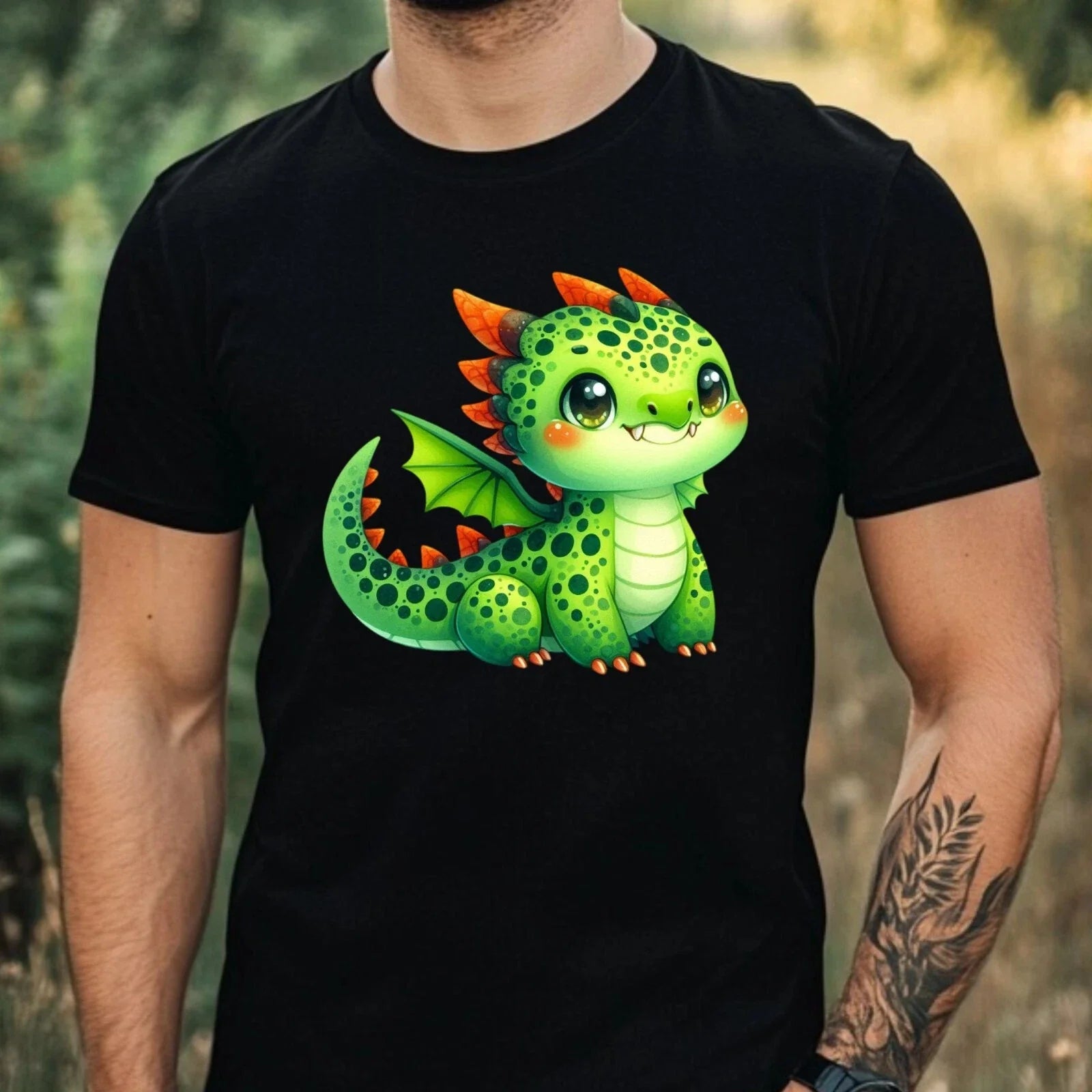 Mens Green Dragon Motif Cotton T-Shirt Size XS to 5XL Unisex T-shirt, Sweatshirt, Hoodie, Long Sleeve Tee - T-Shirt, Sweatshirt, Hoodie