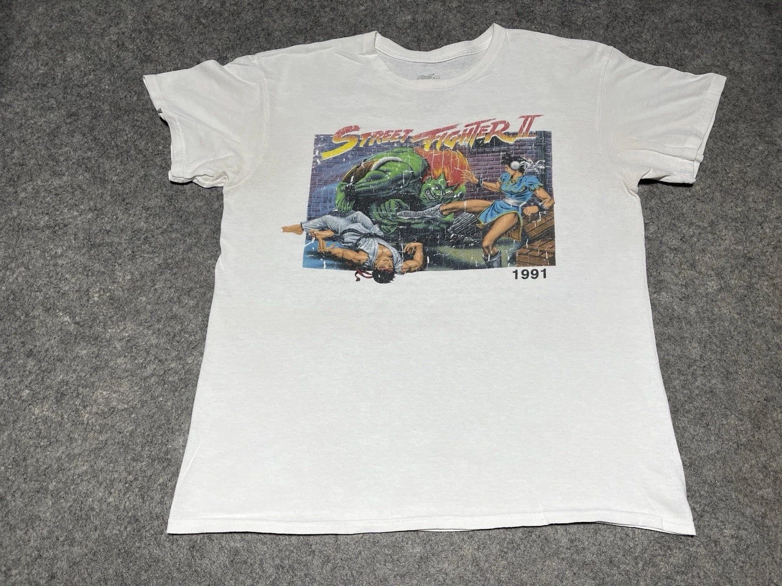 Street Fighter 2 1991 RETRO Medium White Distressed Shirt Get Ready To Rumble Unisex T-shirt, Sweatshirt, Hoodie, Long Sleeve Tee - T-Shirt, Sweatshirt, Hoodie