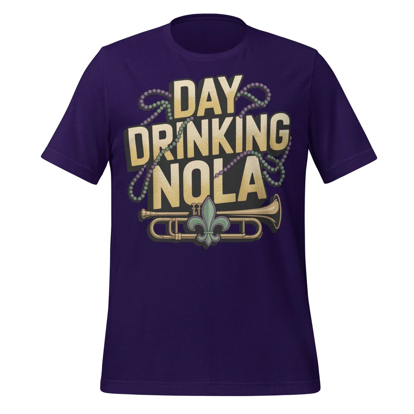 Day Drinking NOLA T-Shirt Mardi Gras New Orleans Jazz Beads Party Shirt Tee Unisex T-shirt, Sweatshirt, Hoodie, Long Sleeve Tee - T-Shirt, Sweatshirt, Hoodie