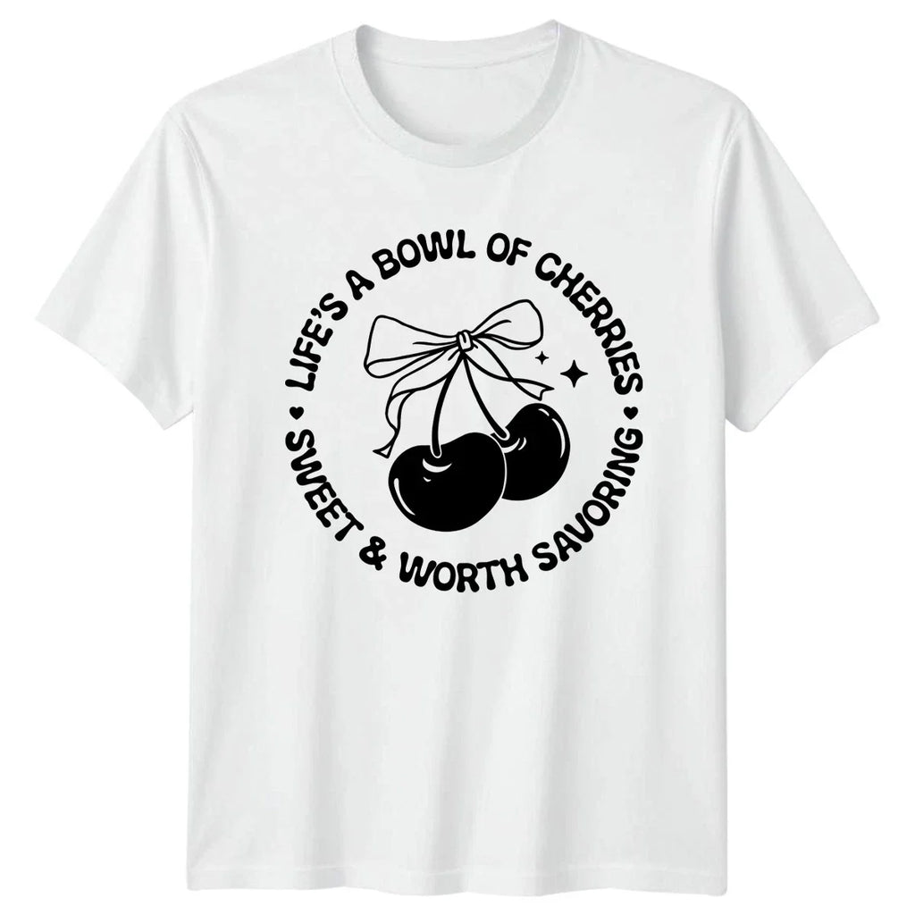 LIFES A BOWL OF CHERRIES T-Shirt Retro Aesthetic Lifestyle Unisex T-shirt, Sweatshirt, Hoodie, Long Sleeve Tee - T-Shirt, Sweatshirt, Hoodie