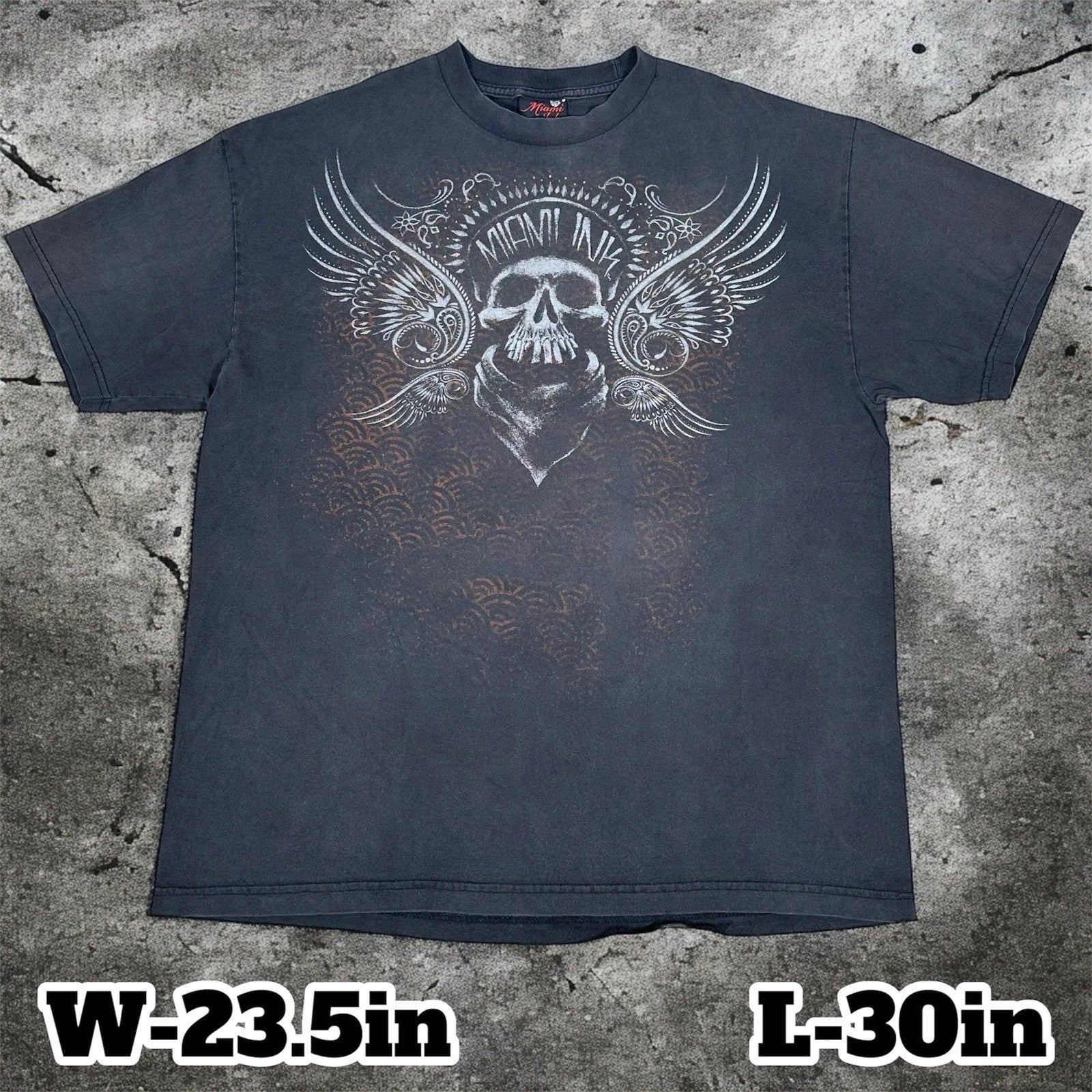 Vintage Y2K 2007 Miami Ink Merch Skull Wing Tattoo Graphic Print T-Shirt Size XL Unisex T-shirt, Sweatshirt, Hoodie, Long Sleeve Tee - T-Shirt, Sweatshirt, Hoodie